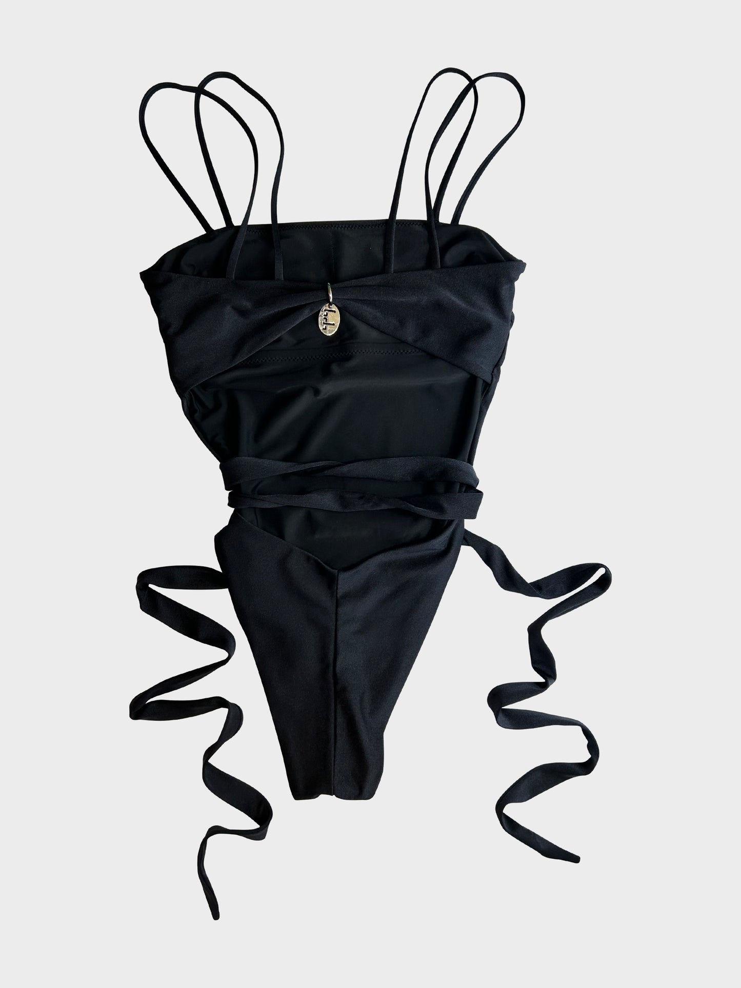 alana wrap one-piece in black