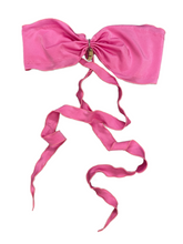 Load image into Gallery viewer, frilly seaweed bikini bandeau in barbie
