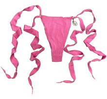 Load image into Gallery viewer, frilly seaweed tie-side bikini bottom in barbie

