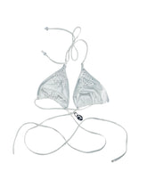 Load image into Gallery viewer, crystallised triangle bikini top in white
